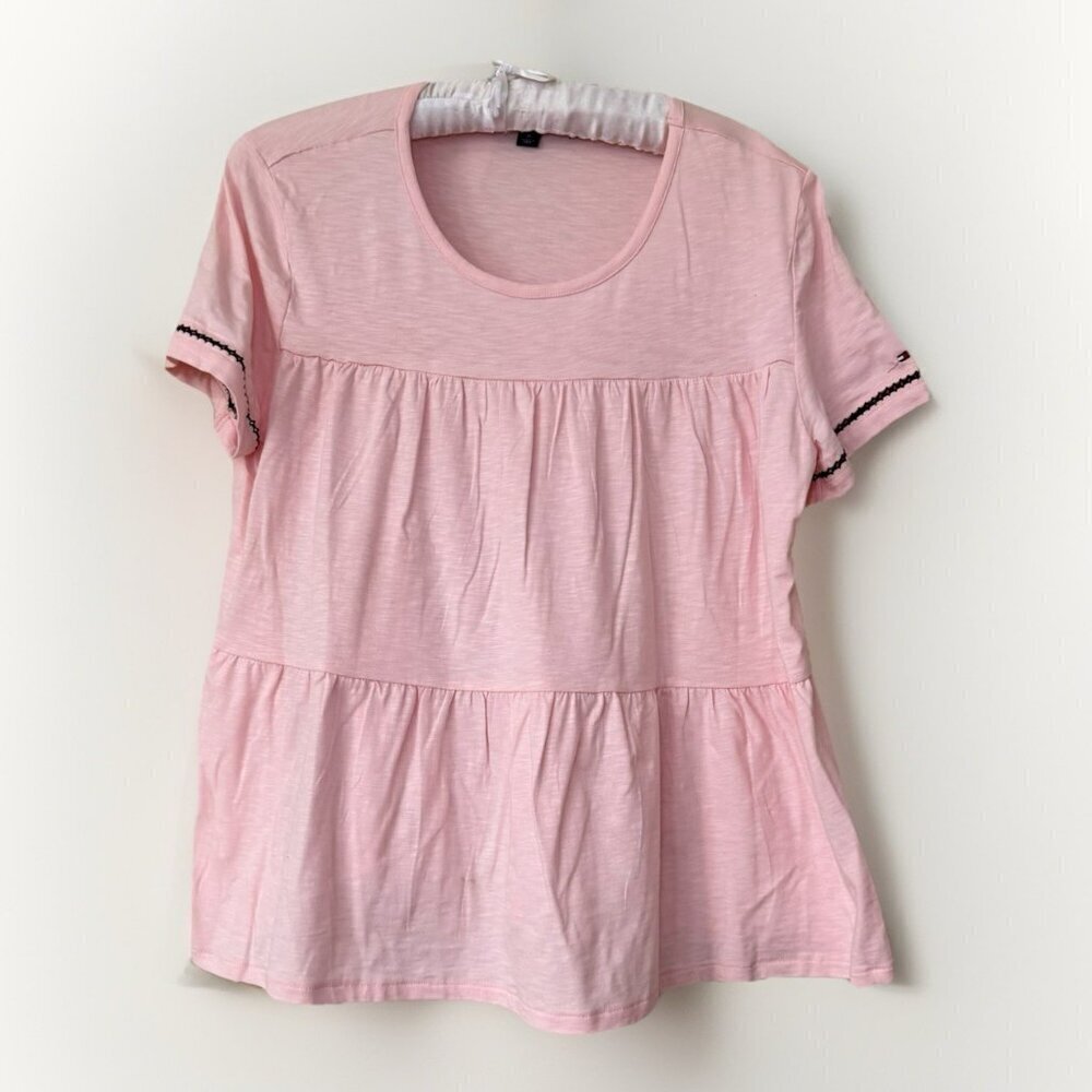 Tommy Hilfiger Babydoll Scoop Neck Tiered Top Womens Size Médium